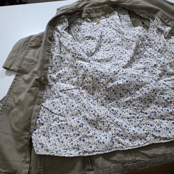 Zara Trench Coat Women M Beige Twill Pockets Belt Buttons Removable Liner Preppy - Picture 13 of 16